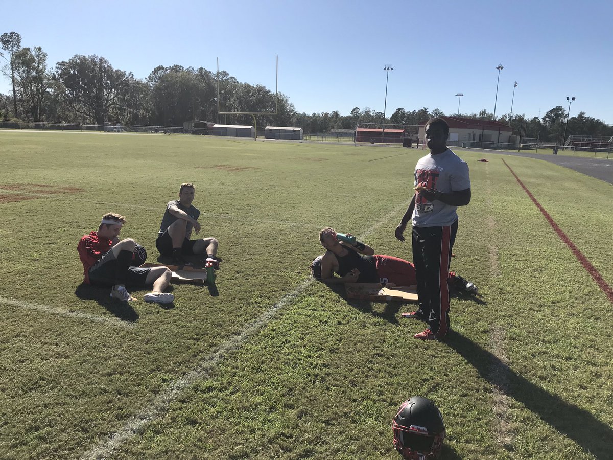 HamcoFootball's tweet photo. Pizza for the Trojans after walk thru. https://t.co/xAvYA23ssr