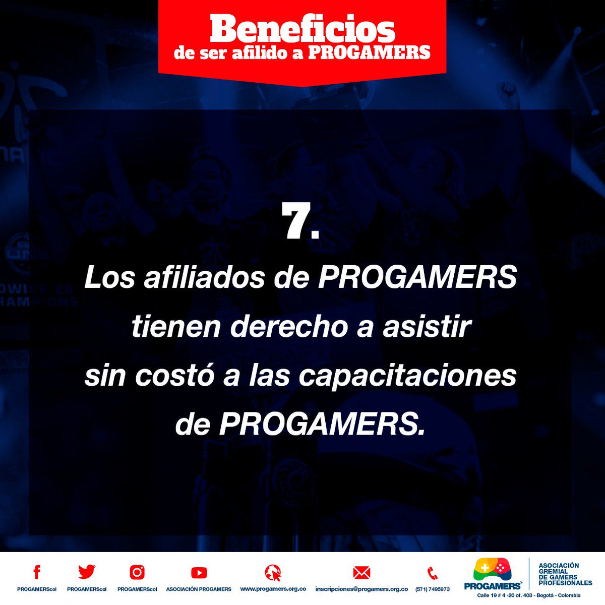 PROGAMERS_COL's tweet image. Quieres ser Gamer Profesional? Aqui esta la septima razón para ser asociado de PROGAMERS #eSports #videojuegos #ps4 #xbosone #pc