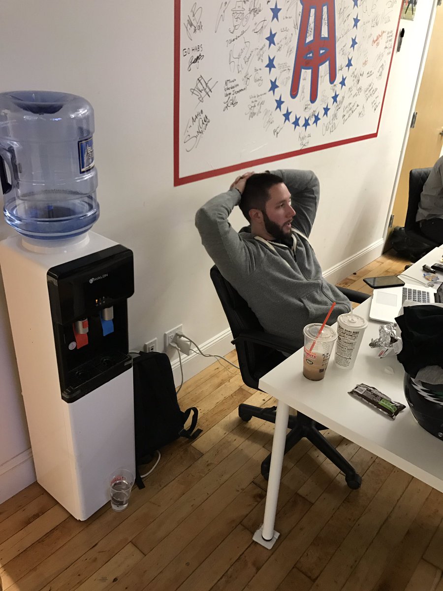 BarstoolBigCat's tweet photo. TFW you don't have any friends so you put your desk literally next to the water cooler so people will talk to you @Jared_Carrabis https://t.co/gwPCZQi3Gf