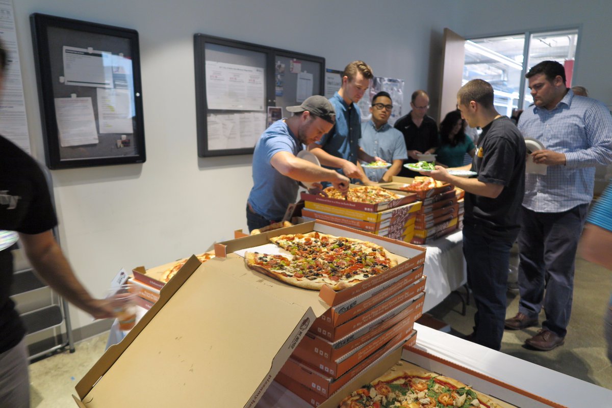 Centrify's tweet photo. We took a break from work yesterday and enjoyed some #pizza together! We love our company Wednesday lunches! #MyCentrify https://t.co/LTw0lkKLjv