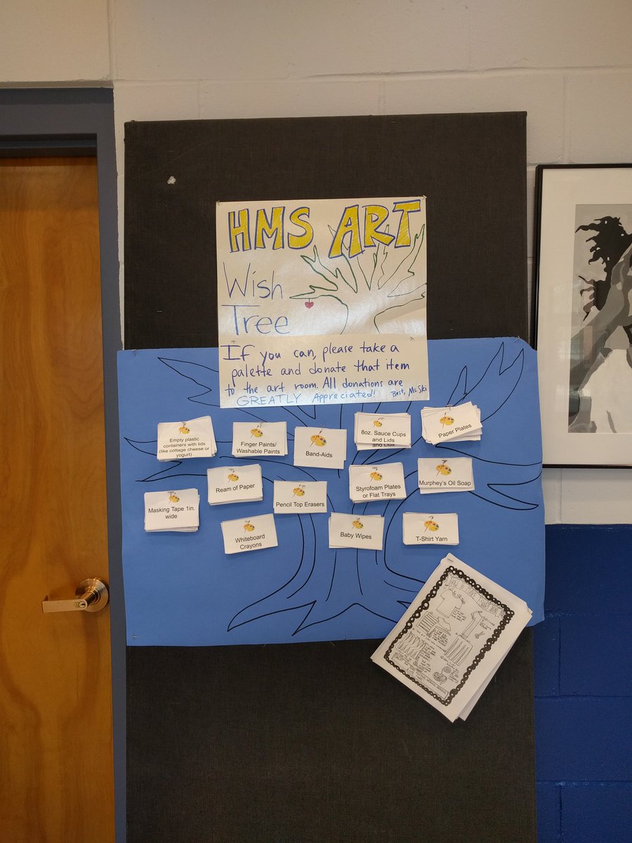 P/T conferences tonight! If you can, help out the art room by bringing in something from my wish tree!! #HMS116