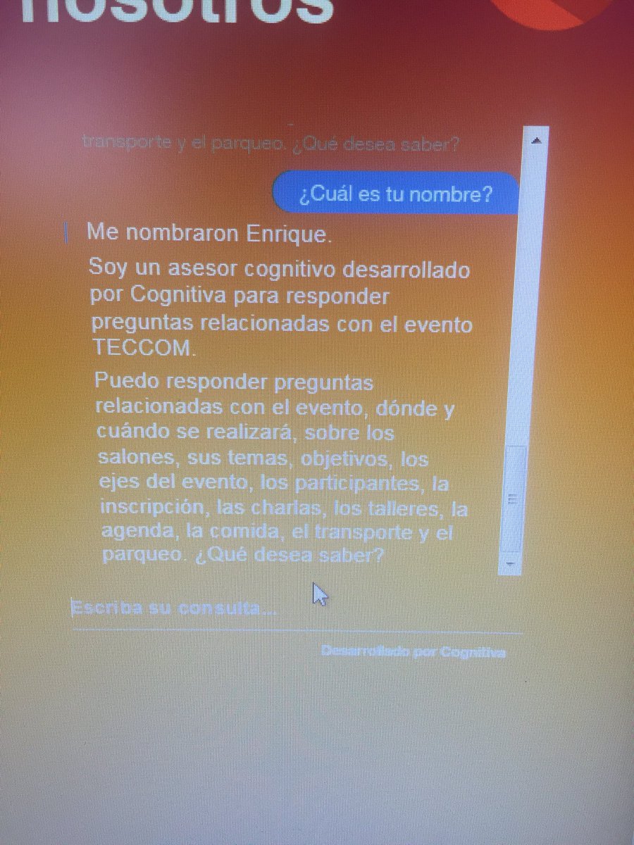 RandyValverde's tweet photo. Los invito al sitio web https://t.co/31uB0GPEkW donde #Enrique asesor #Cognitivo responderá sus preguntas sobre el #TECCOM c.c. @CPICCR https://t.co/op7VINGBeX