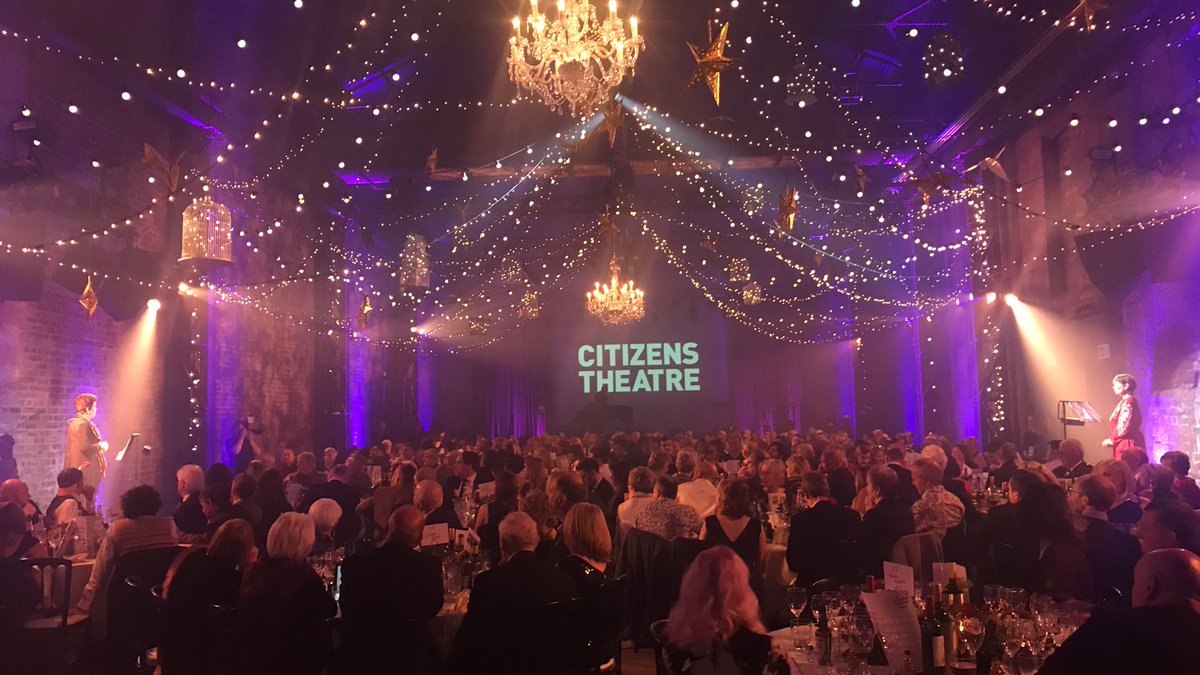 citizenstheatre's tweet photo. The delightfully hilarious Celia and Fidelis regaling the #CitzGala with their memories of their time with the Citz https://t.co/ud3tVxviq3
