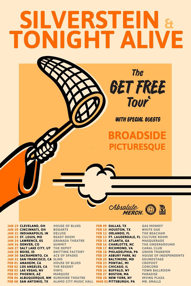 picturesqueband's tweet photo. Kick off your 2018 with The Get Free Tour with @silverstein, @TonightAlive, @Broadside_, and us! 

Tickets: https://t.co/tfKYipWHng https://t.co/pDhyPWzbtS