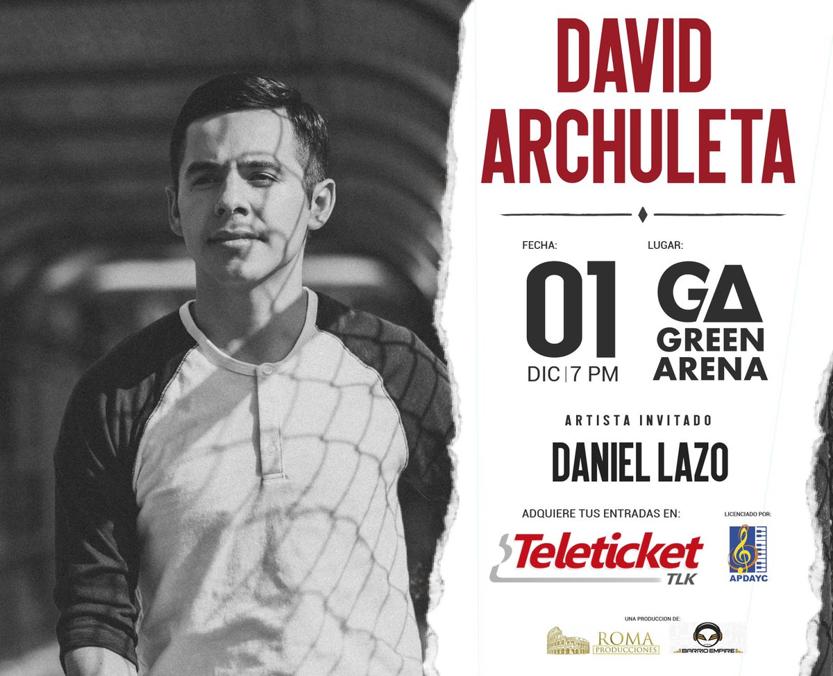 jhonly27's tweet photo. Mañana salimos a la venta por https://t.co/HMzsyiLyYZ Por primera vez en Peru el concierto de #DavidArchuleta Diciembre 1, 2017 https://t.co/wBbZgA3Jaq