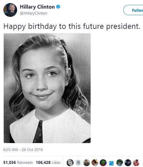 Thank the good Lord he kicked this swamp creature back to the curb. Happy Birthday not my president  Hillary Clinton 
