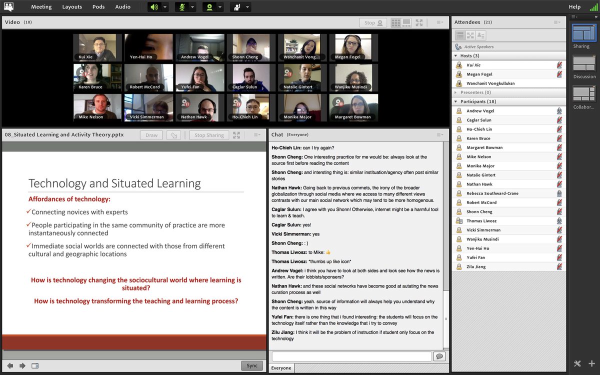 KuiXiePHD's tweet image. This week #ESLTECH7392 moves to online space to experience and discuss sociocultural perspectives of learning. #situatedlearning