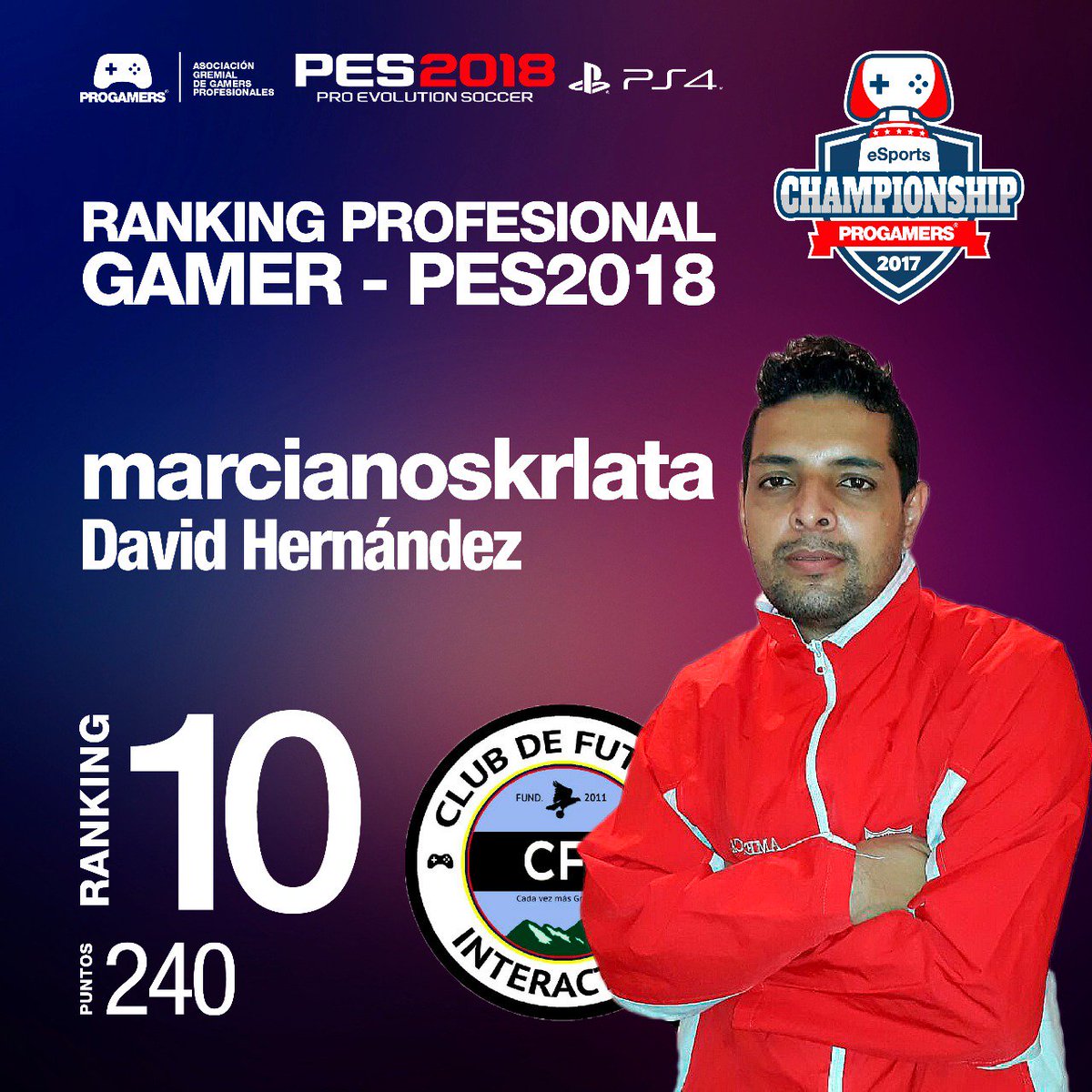 PROGAMERS_COL's tweet image. Felicitaciones a cada uno de los Gamers que con su gran esfuerzo se mantienen en el ranking de los mejores. ¡Vamos por el numero 1! #PES2018