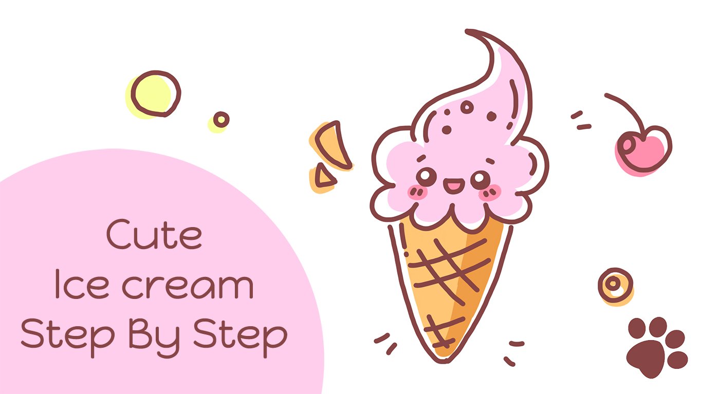 LetsDrawMeow on Twitter: "How to draw a cute ice cream cone / Cute