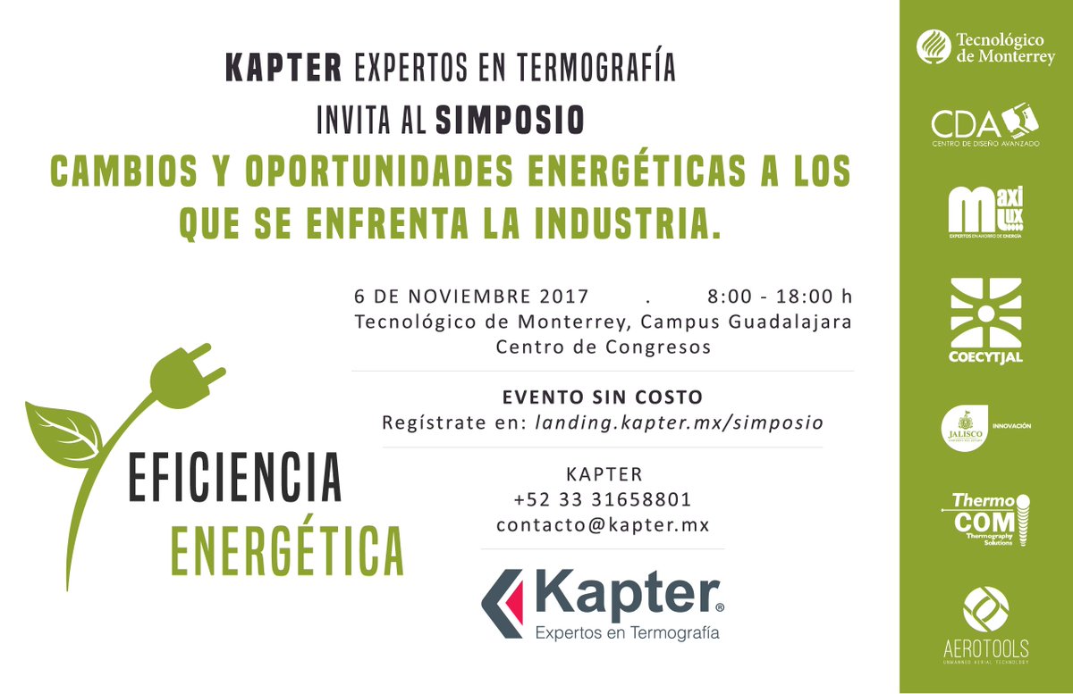 CDAITESM's tweet photo. Te esperamos en el #Simposio de #Eficienciaenergética este 6 de Nov en @TecCampusGDL #CDAITESM #eventogratuito https://t.co/CB7r0jOw29