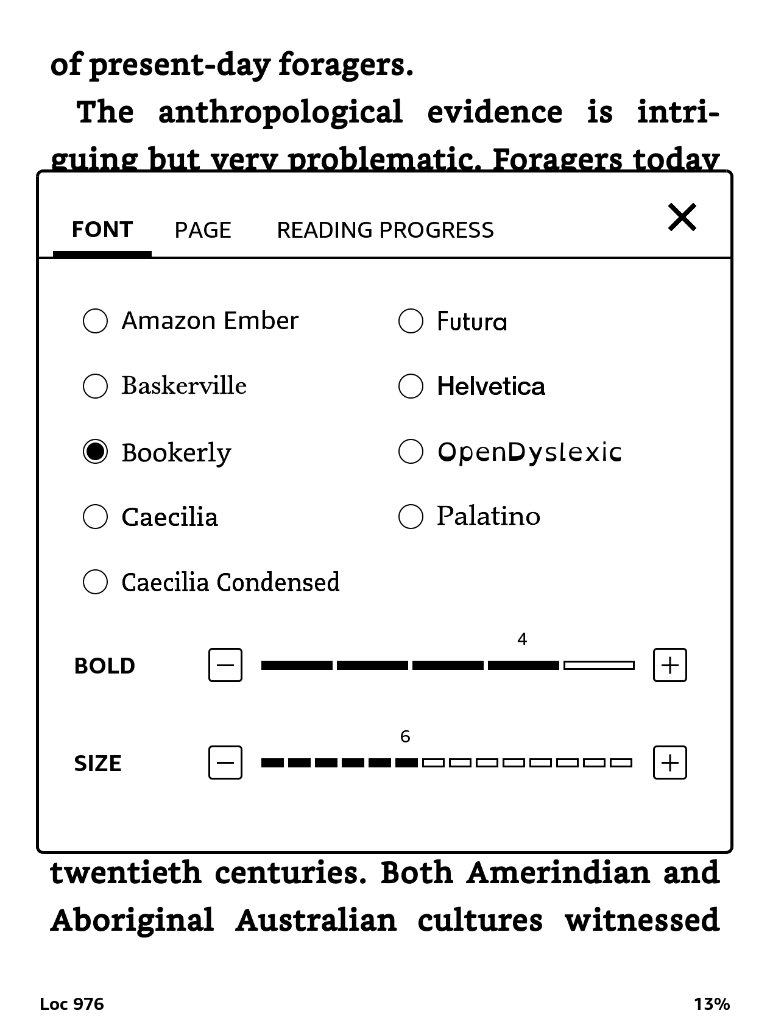 AmazonKindle's tweet photo. Make text easier and more comfortable to read. Now make any font bold and adjust between five levels of boldness on your Kindle. https://t.co/MkXSG90JPo