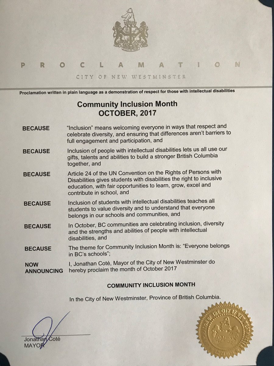 InclusionBC's tweet photo. Small things that matter: @cityofnewwest applauded for #plainlanguage #CommunityInclusionMonth proclamation #bcpoli https://t.co/bQhTeUr7is https://t.co/9vj5xsm5Uj