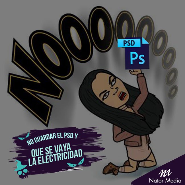natormedia's tweet photo. #EsEscalofriante No guardar el PSD y que se vaya la electricidad... ¡Nooooo! #TerrorEnNator #Marketing #Photoshop #26Oct 👻 https://t.co/oPb265hjZP