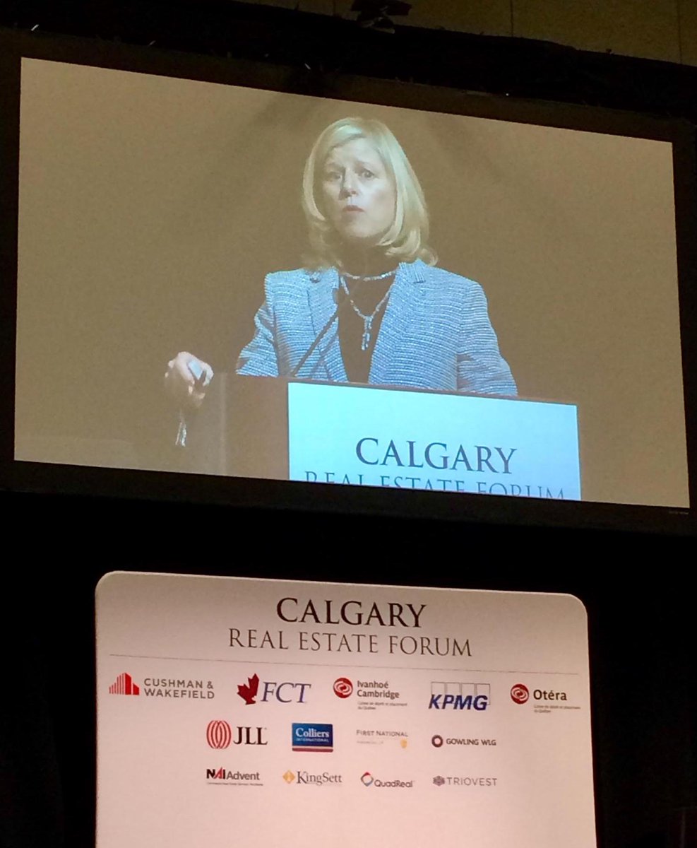 StuartOlsonInc's tweet photo. @calgaryeconomic CEO Marie Moran urging adoption of technology as the new underpinning for future economies at #CREF17 with @re_forums https://t.co/yn9NfD3bzL