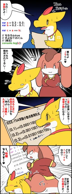 正確な実数計算をやらされるJavaScriptくん #擬竜戯画 