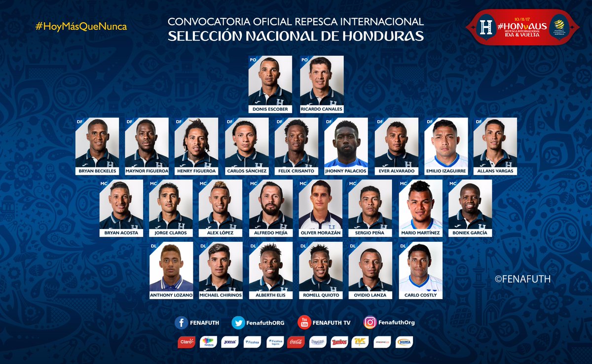 CONVOCATORIA OFICIAL!

🎟 Repesca Internacional
🇭🇳 #HONvAUS 🇦🇺 (Ida y vuelta)

💙 #HoyMásQueNunca 🇷🇺 #Rusia2018 #Referees #FIFA