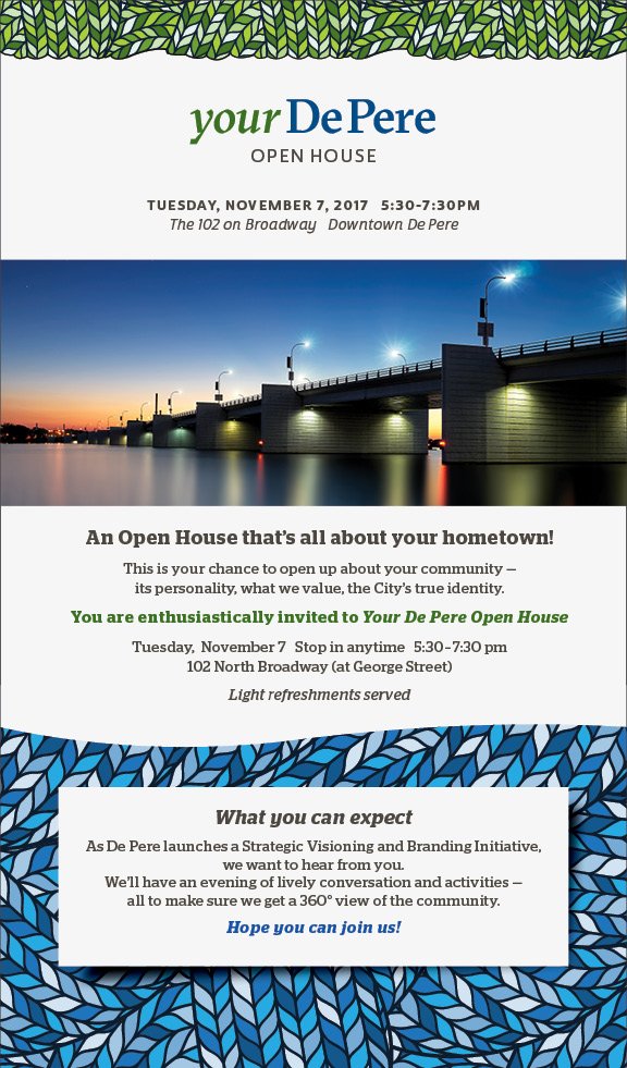 kimthea4's tweet photo. Please stop by on November 7 to tell us about Your De Pere! https://t.co/gutpYMmFmB