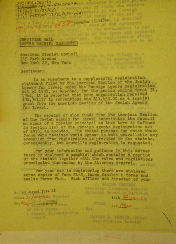 IRmep's tweet photo. Most interesting JFK file released in past 10 yrs was his justice department ordering AIPAC to register as an Israeli foreign agent. https://t.co/gahFEsSeMY