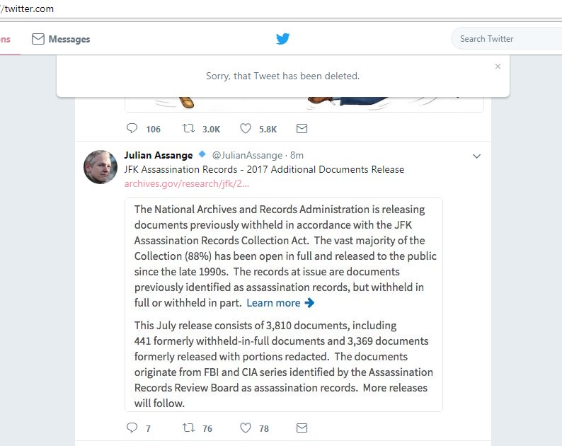 JoelDubno's tweet photo. @JulianAssange your tweets are being deleted!
#InfoWara #Wikileaks #WikileaksTaskforce
@WLTaskForce https://t.co/0vJQ7JxYkm