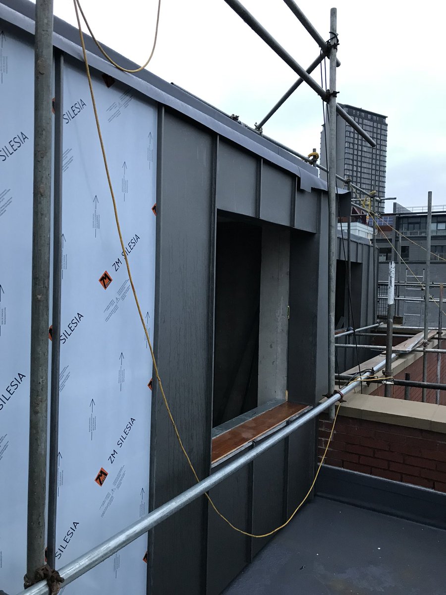 Nice little top floor of student accommodation complete using zm Silesia pre-weathered zinc supplied by Metal Solutions for MPG Construction
