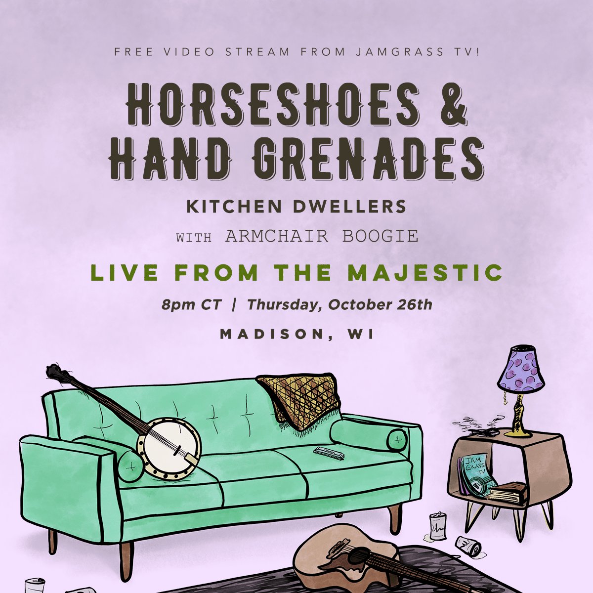 JamGrassTV's tweet photo. FREE LIVE STREAM tonight with @hhgmusic, @Dwellergrass and Armchair Boogie! Tune in at 8pm CT. https://t.co/BV3kMb7rl9 https://t.co/BIoBUFIuPX