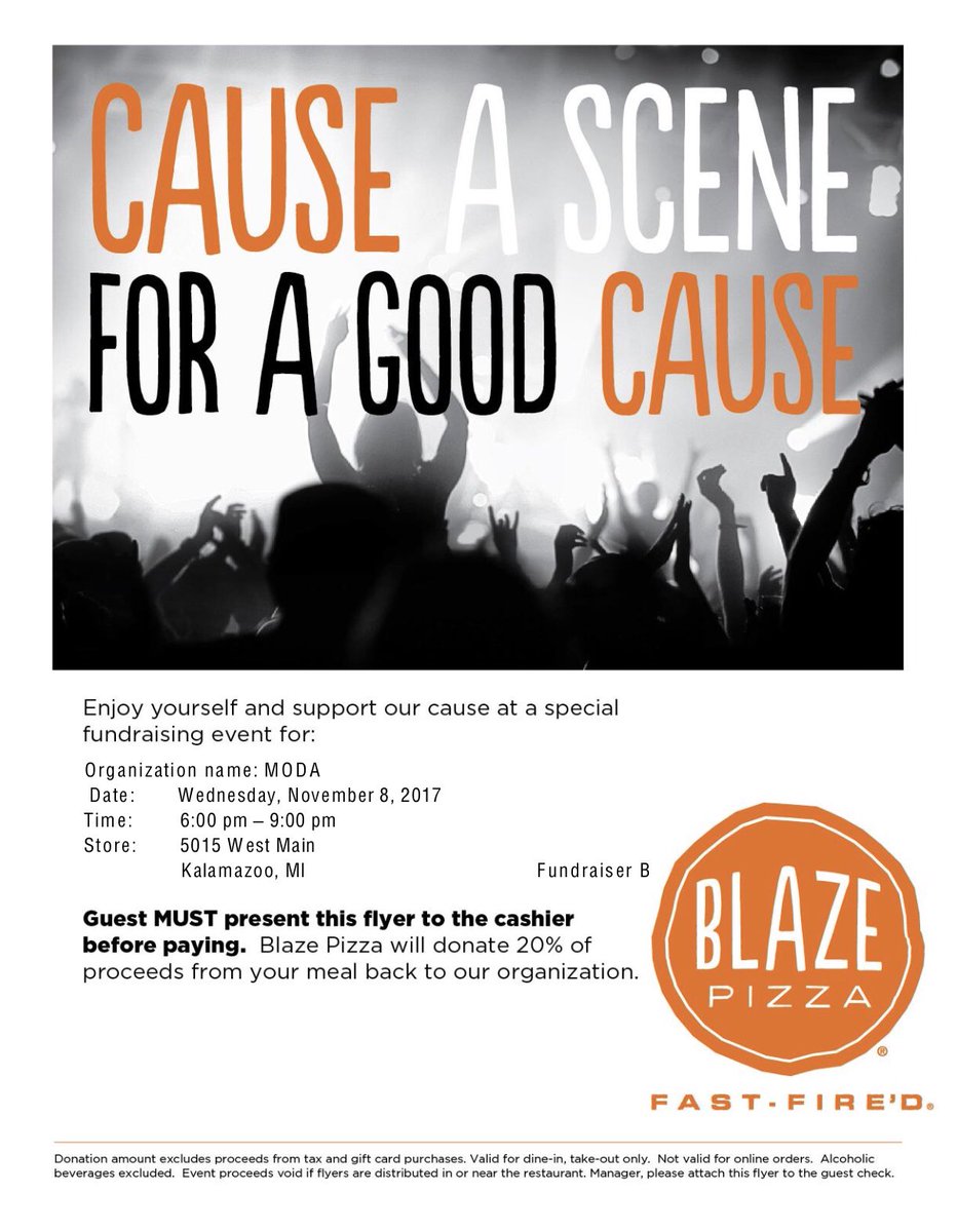 MODAatWMU's tweet photo. If you enjoy good pizza, grab your friends and head over to @BlazePizza on Nov. 8th to support M O D A ! 🍕 https://t.co/QcCZhEaaVP