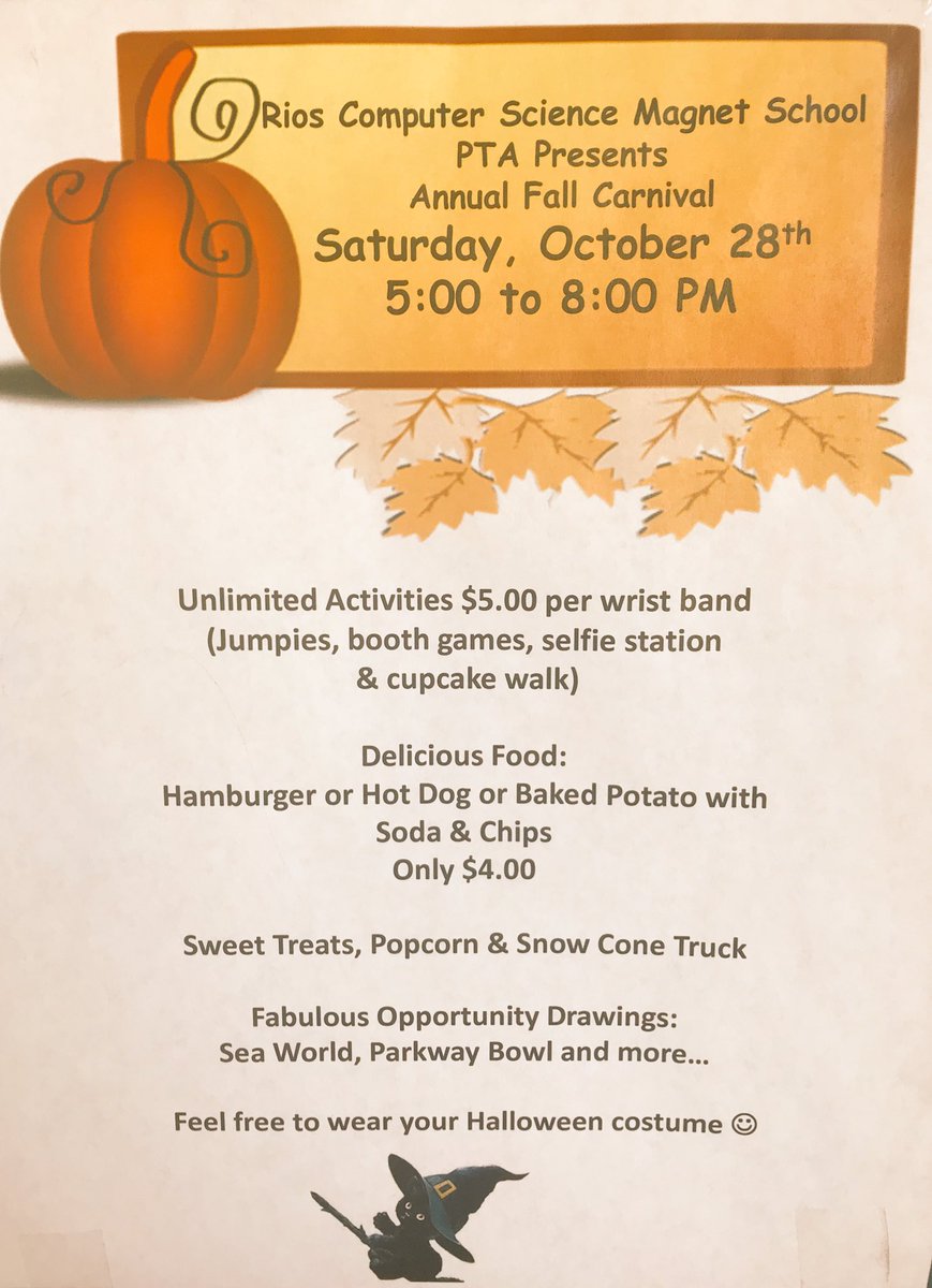 MelanieABrandt's tweet photo. @RiosRoadRunners Fall Carnival is this Saturday 5pm-8pm. Food, 🍔🌭games, 🎯🎳prizes, & Rios Robot Selfie 🤖 🤳🏼 https://t.co/vABczLnFli