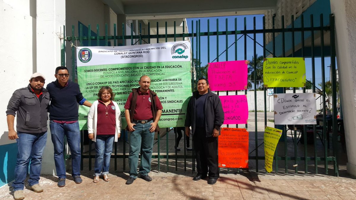 DQROO's tweet photo. 12 docentes agremiados al SITACONQROO del Conalep de #FelipeCarrilloPuerto entraron en paro por no recibir prestaciones correspondientes https://t.co/sFauV0O9BP