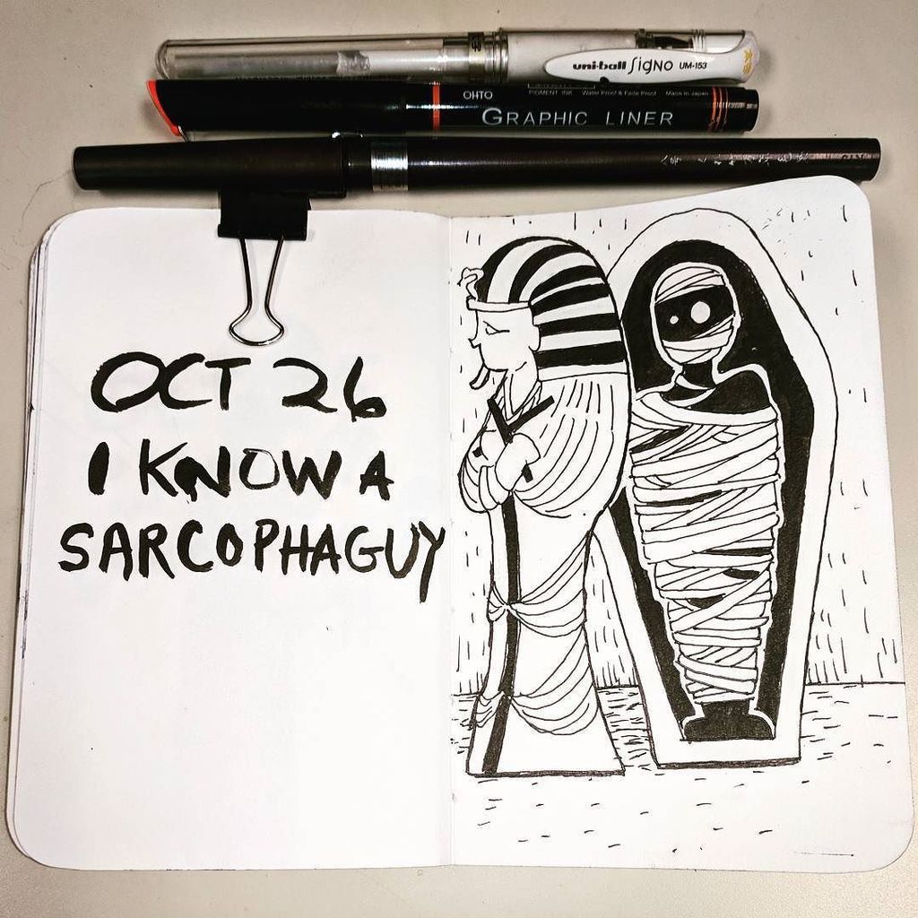 ivoryocean's tweet photo. Ghostie! How on Earth did you get in there?! #inktober2017 + #drawlloween2017 #iknowasarcophoguy #shadowdude #ghos… https://t.co/UHg3bqpQqF https://t.co/NTeDkpd89W