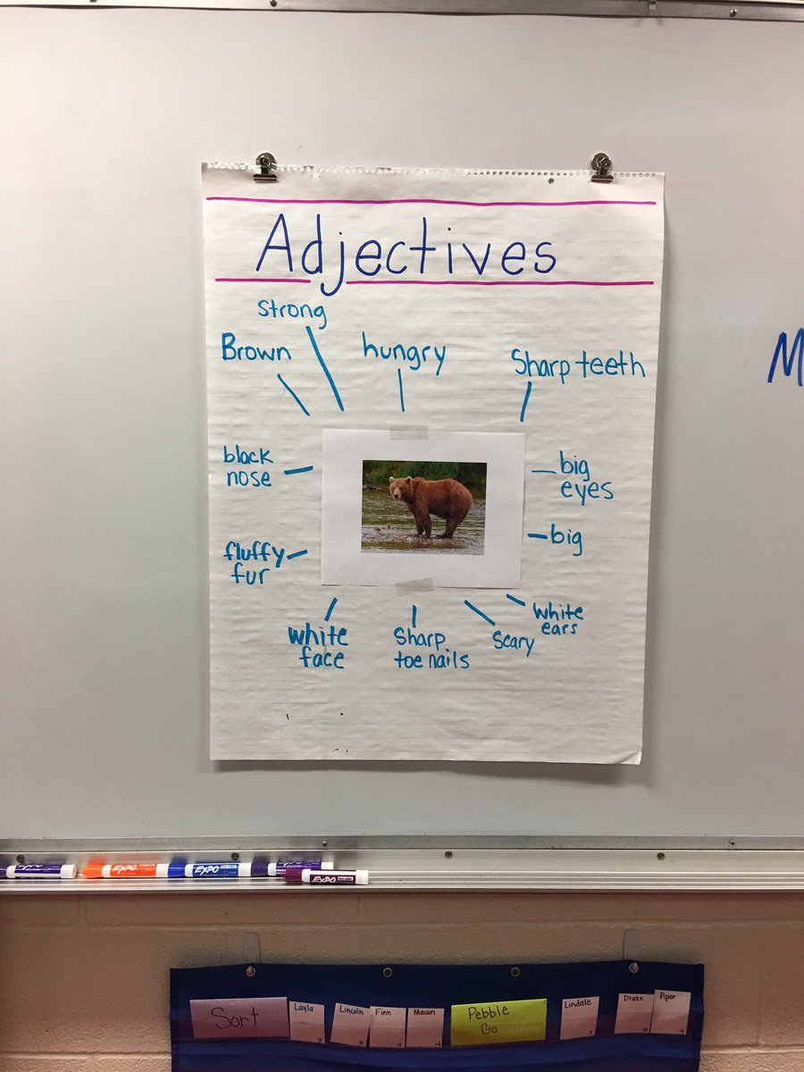 Mrs_Lovell1's tweet photo. Adjectives today! #firstgrade #teaching #adjectives https://t.co/V0WKPuS5jU