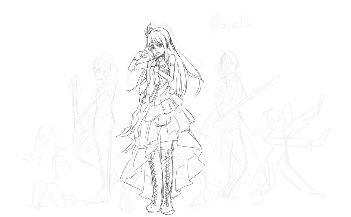 Roseliaメンバー全員描くぞー 