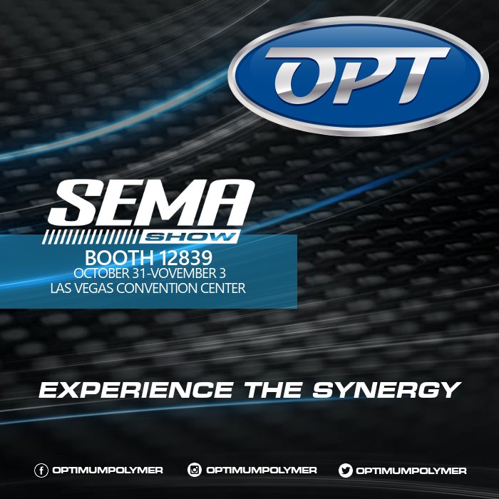 OptimumPolymer's tweet photo. Come visit us at Booth #12839 at #TheSEMAShow in Las Vegas October 31-November 3. #opticoat #opticoatppf #optimumpolymertechnologies #OPT https://t.co/0JBJXuM3pl
