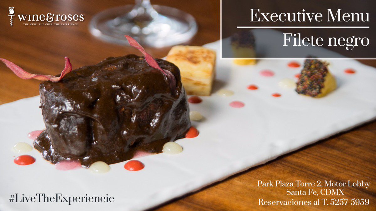 WineAndRosesMx's tweet photo. 🍽️🍷 Hoy en nuestro #ExecutiveMenu te recomendamos ordenar: Filete negro hecho con solomillo, recaudo, piña asada y gratín de papa.👌 https://t.co/wghJyCQYuk