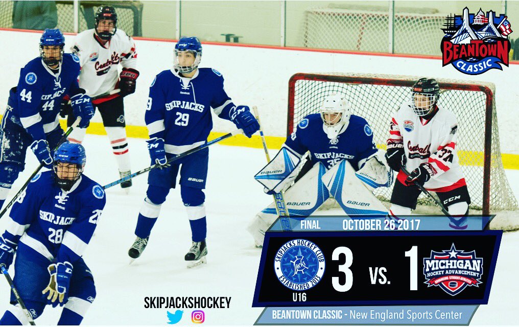 SkipjacksHockey's tweet photo. U16 Jacks Win their first game in the Beantown Classic 3-1 over Michigan Hockey Advancement #getjacked #rolljacksroll @BeantownClassic https://t.co/XgrhF3y3S2