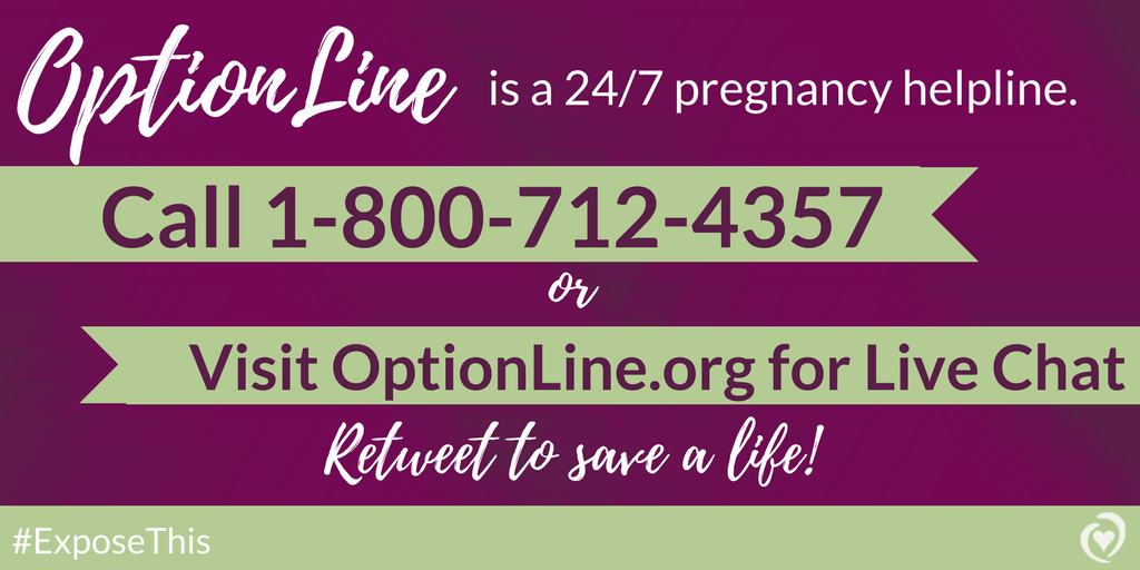 ohiolife's tweet photo. OptionLine helps women in distress 24/7, by sending women to caring, local pregnancy resource centers! RT to save a life! #ExposeThis https://t.co/VYlzdKusrg