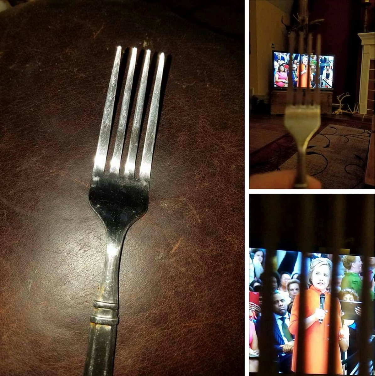 Powerwave20's tweet photo. @baileyjer Happy birthday Hillary Clinton. I got you a fork. #ForkHillary https://t.co/GQVDeeO1BB