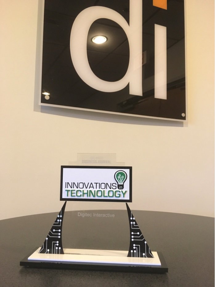 digitec's tweet photo. We are honored to receive the Innovations in Technology Award from the Orlando Business Journal. #INNOVATIONSINTECH https://t.co/LbayYsfrCd