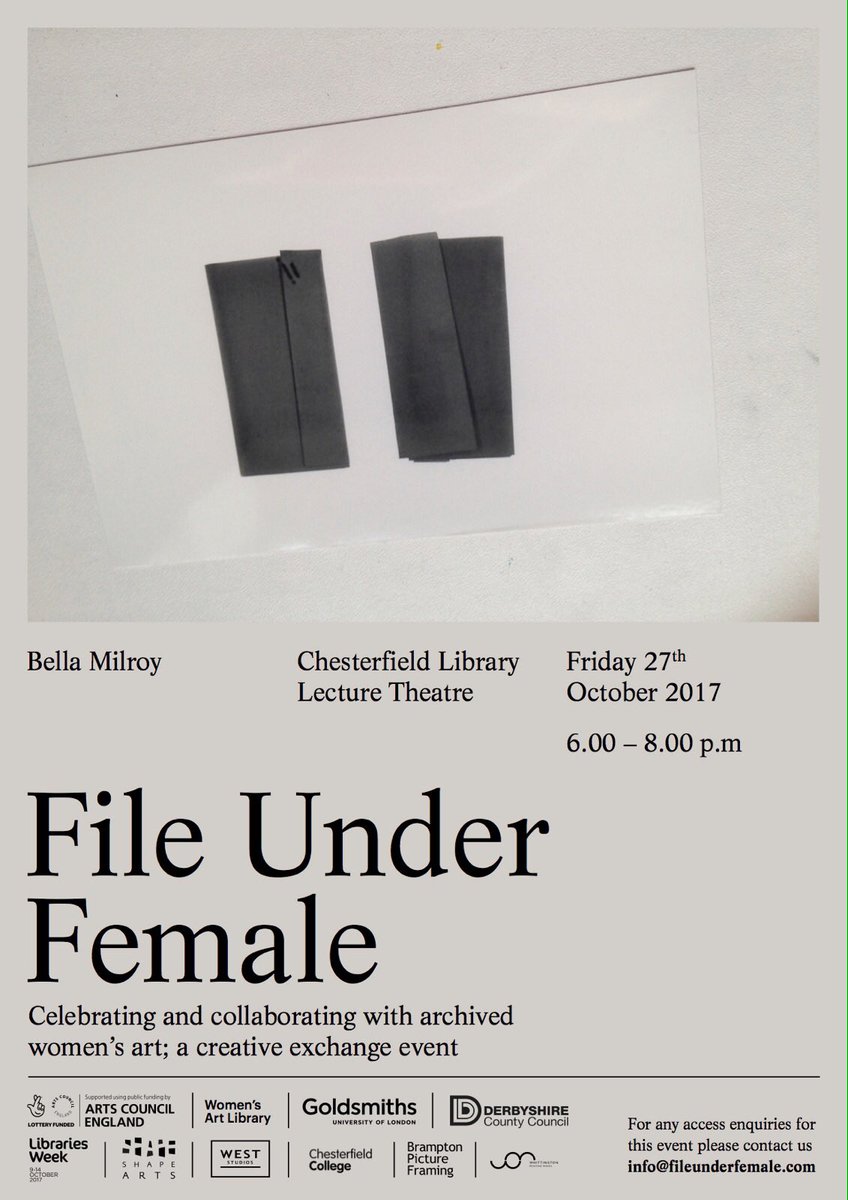 Bella_Milroy's tweet photo. #chesterfieldlibrary tomorrow night 🔥🔥🔥@thewhitepube @clairecollison1 me and Althea Greenan of the Women's Art Library 🔥🔥🔥#chesterfield https://t.co/AO8K0bKo4e