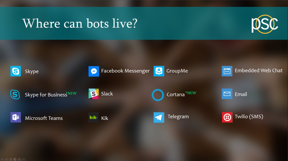 CJohnsonCloud's tweet photo. A few teaser slides from the talk @AdamLepley and I are giving tonight at the @ChicagoO365UG meetup on building Bots for @MicrosoftTeams https://t.co/bFoEkZhg4a
