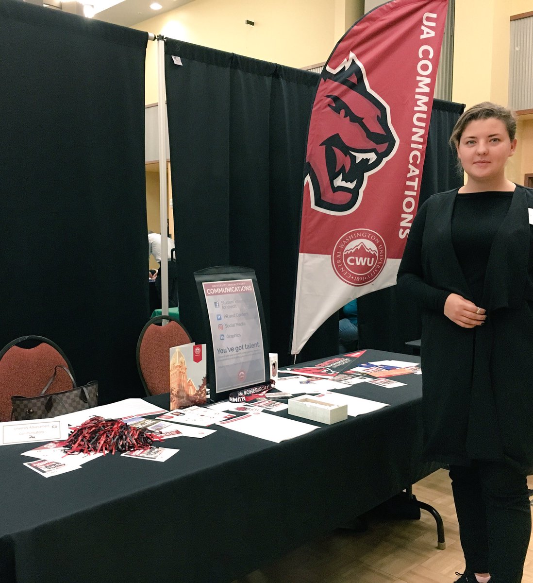 CWUFoundation's tweet photo. Attending the @CWUCareer #cwufallfair today. So far a good turn out! #UACommTeam #students #studentinterns #communications #graphics https://t.co/FUzSaSqFIX