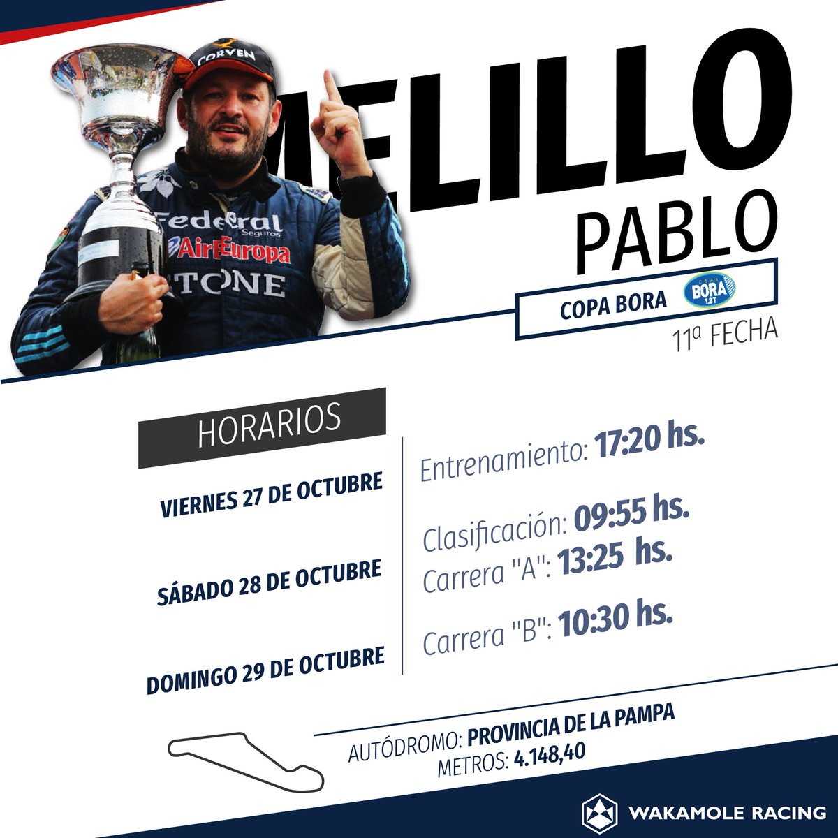 PMelilloOK's tweet photo. Mañana arranca la 2ª fecha del “play off” de la @CopaBora en Toay, donde habrá dos carreras. ¡A defender la punta!

#WKMLRacing #TCenToay https://t.co/Um0ra88eFi