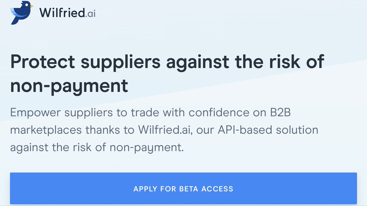 serenity__ways's tweet image. #B2B buyers expect to pay with credit terms, even online. @wilfried_ai is the 1st credit terms API for #marketplaces Wilfried.ai