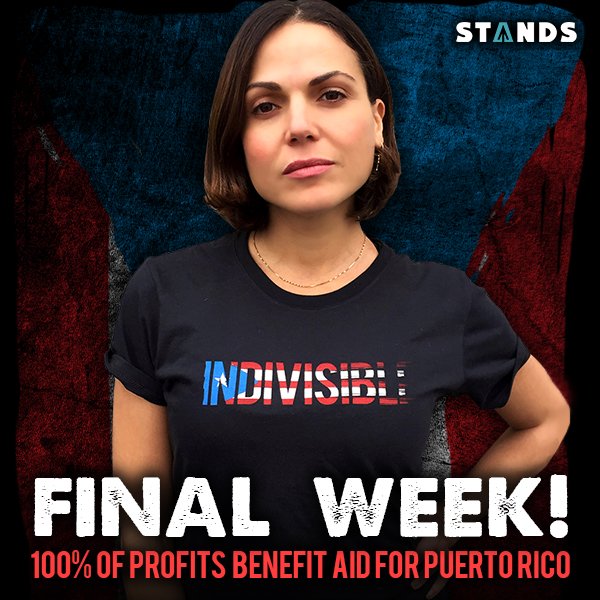 LanaParrilla's tweet photo. Final week to help support Puerto Rico. Lots going on but anything helps, even just getting the word out! @Stands https://t.co/rHv4PaBxek https://t.co/sT9p3YSysL