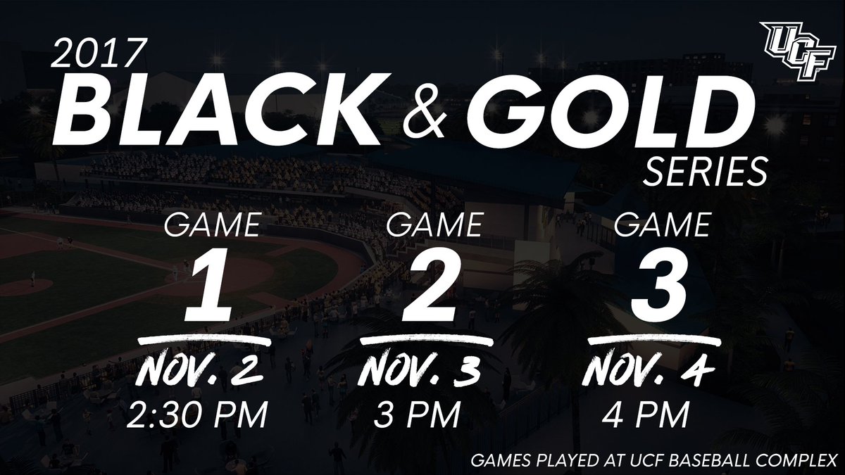UCF_Baseball's tweet photo. Start times are set for the Black and Gold Series next week ⚔️

Get the full details 👉 https://t.co/HB04xP1sdb https://t.co/QR1F61wF5g