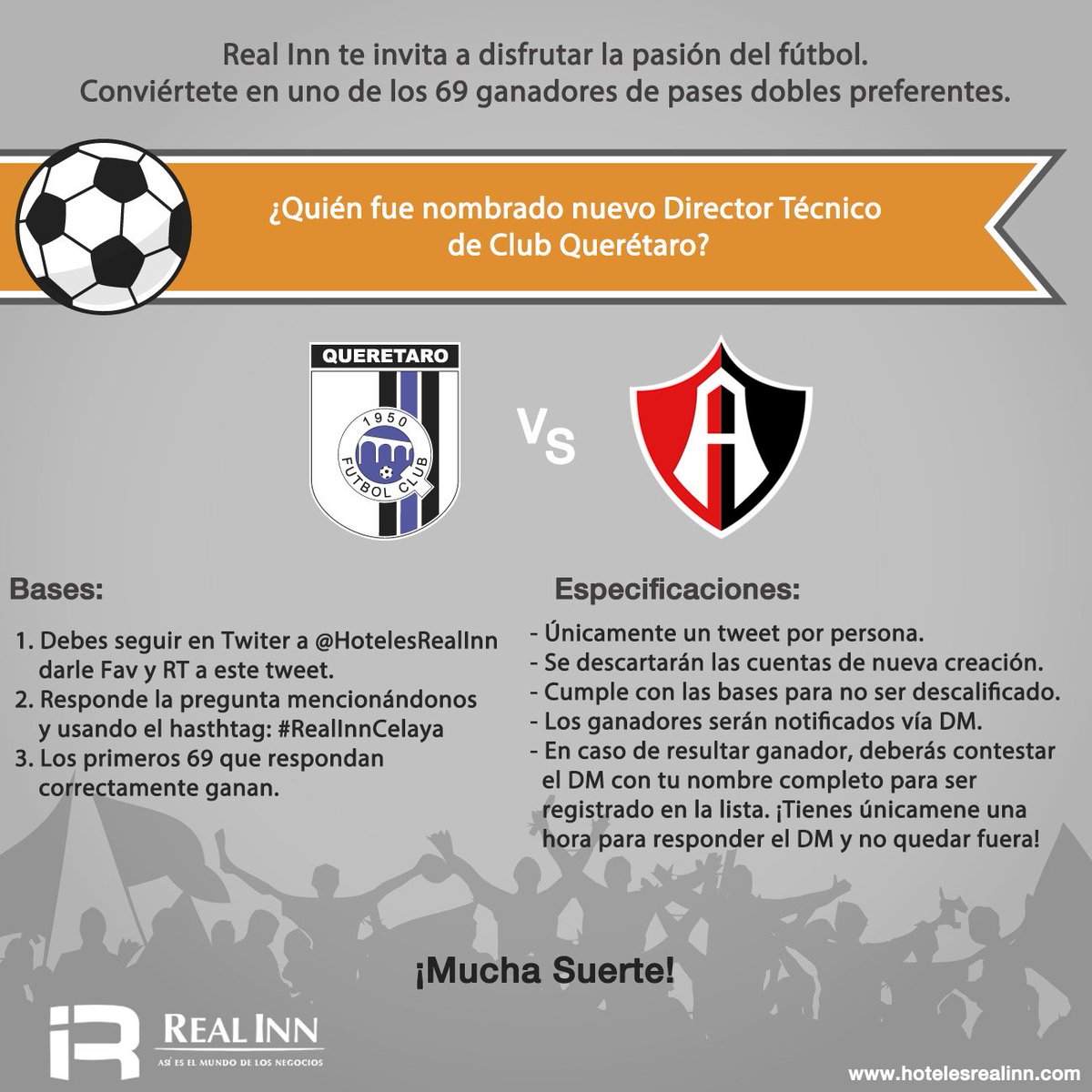 hotelesrealinn's tweet photo. Aquí la dinámica para @Club_Queretaro vs @atlasfc Tendrás que usar el hashtag #RealInnCelaya. Te invitamos a cumplir todas las reglas. https://t.co/1uWeWITayl