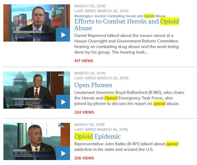 cspanwj's tweet photo. The WJ has done almost 30 segments about the #opioidcrisis in the last two years. Revisit what experts & your representatives had to say by clicking here ▶️ https://t.co/YniTQ3Qk7G #opioid #CSPANVL30 https://t.co/dO3U8dTdOt