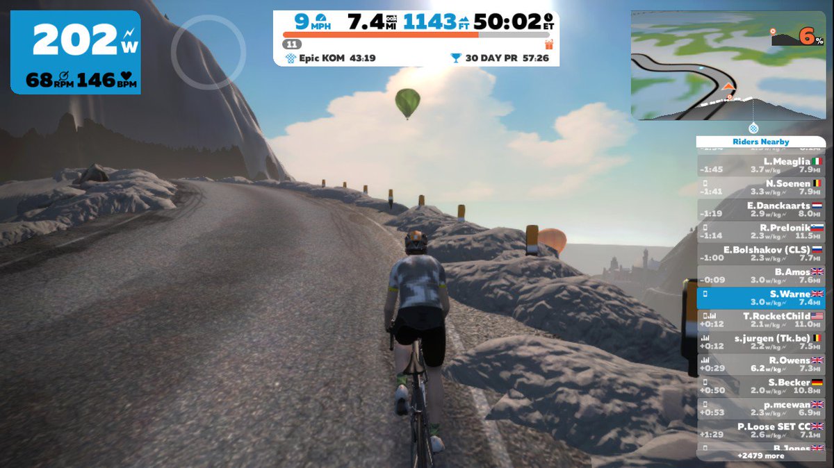 mushty111's tweet photo. My virtual world for the evening!  @GoZwift 🚴💨 the @alpedhuez wasn't as hard as this! 😂 https://t.co/0YCLjsKgNy