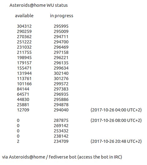 GridcoinIRC's tweet photo. no new work offered at #BOINC project #Asteroids@home (since at least 10h) https://t.co/jJ3q8VNZ1g https://t.co/SIaM98hFFh
