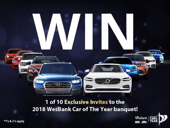 Want to WIN 1 of 10 exclusive invites to the #WesBankCOTY2018? Click here to see how you can enter! 👉 bit.ly/WesBankCOTY2018 <a href="/wesbankcoty/">SA Car Of The Year</a>