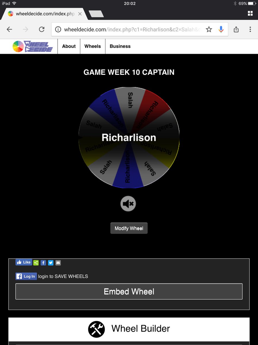 MrSpencerLi's tweet photo. And so it is decided #FPL #GW10 #CaptainChoice #WheelDecide https://t.co/Qa9bruMXrb